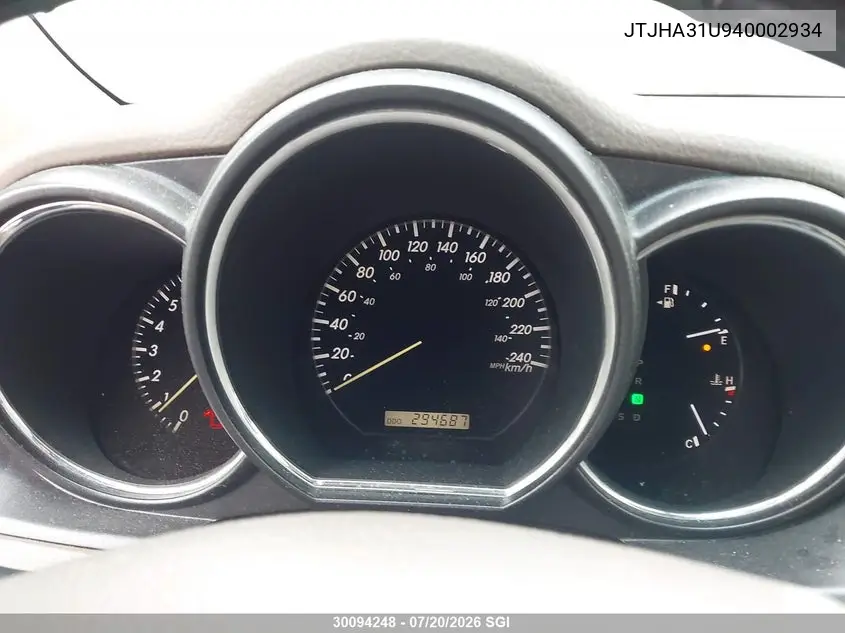 2004 Lexus Rx 330 VIN: JTJHA31U940002934 Lot: 30094248