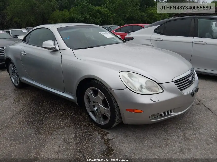 2004 Lexus Sc 430 VIN: JTHFN48Y340055589 Lot: 44871003