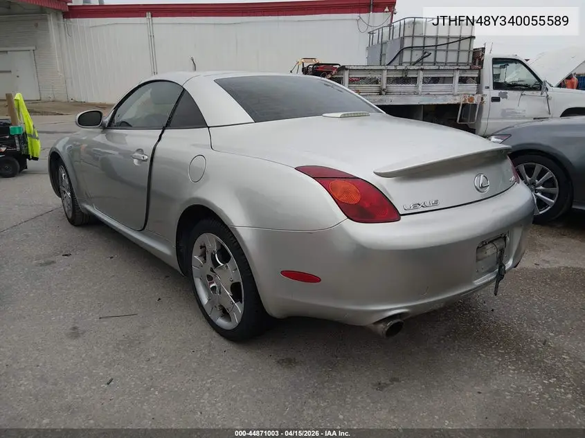 2004 Lexus Sc 430 VIN: JTHFN48Y340055589 Lot: 44871003