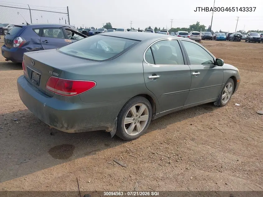 2006 Lexus Es 330 VIN: JTHBA30G465143337 Lot: 30094563