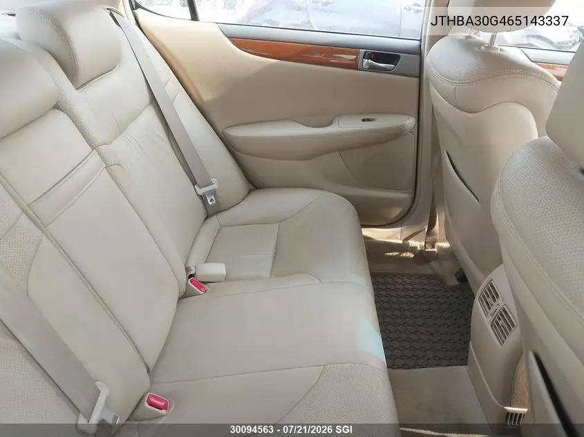 2006 Lexus Es 330 VIN: JTHBA30G465143337 Lot: 30094563