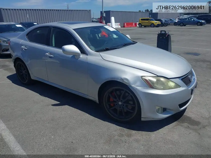 2006 Lexus Is 350 VIN: JTHBE262962006941 Lot: 45385384