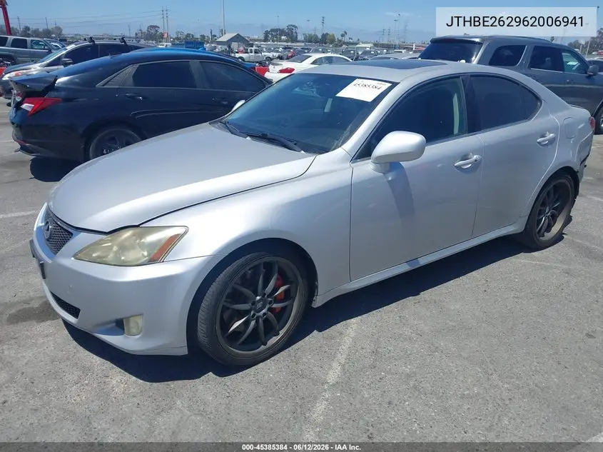 2006 Lexus Is 350 VIN: JTHBE262962006941 Lot: 45385384