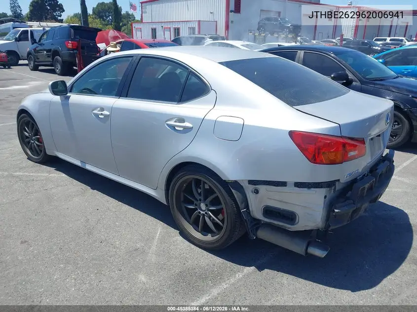 2006 Lexus Is 350 VIN: JTHBE262962006941 Lot: 45385384