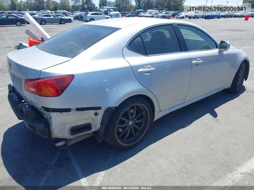 2006 Lexus Is 350 VIN: JTHBE262962006941 Lot: 45385384