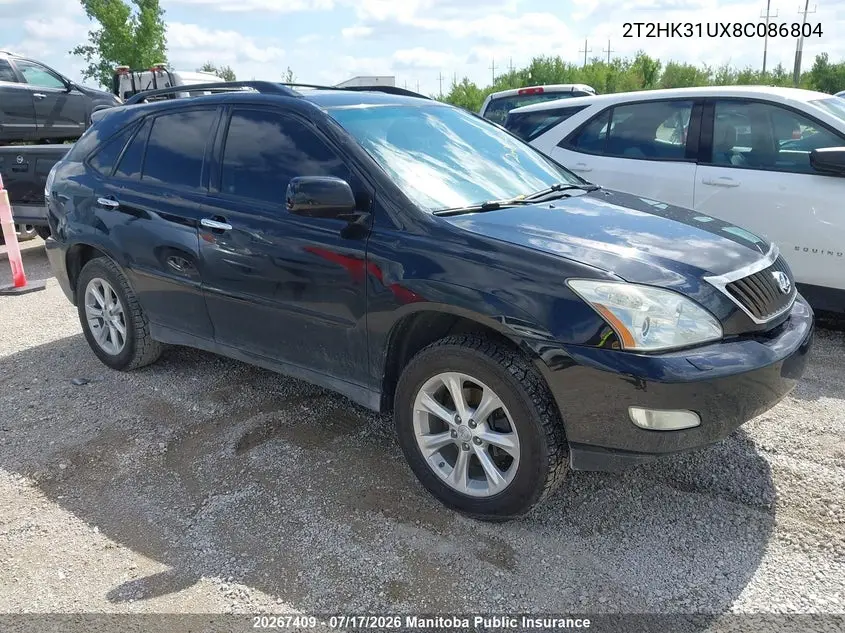 2008 Lexus Rx350 VIN: 2T2HK31UX8C086804 Lot: 20267409