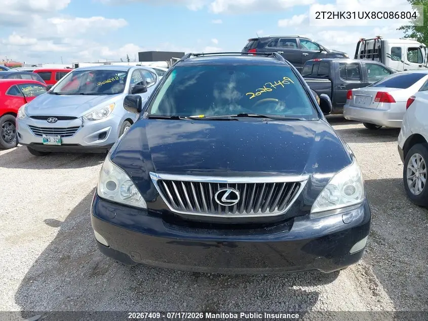 2008 Lexus Rx350 VIN: 2T2HK31UX8C086804 Lot: 20267409