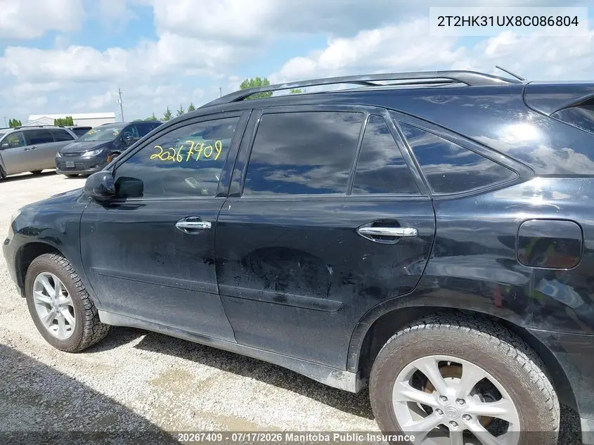 2008 Lexus Rx350 VIN: 2T2HK31UX8C086804 Lot: 20267409