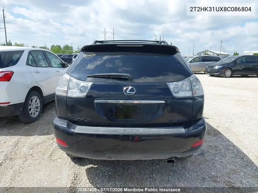 2008 Lexus Rx350 VIN: 2T2HK31UX8C086804 Lot: 20267409