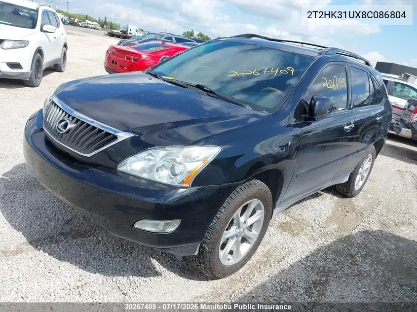 2008 Lexus Rx350 VIN: 2T2HK31UX8C086804 Lot: 20267409