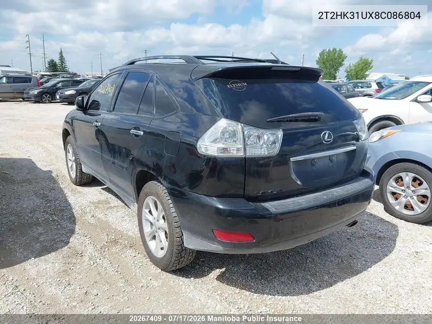 2008 Lexus Rx350 VIN: 2T2HK31UX8C086804 Lot: 20267409