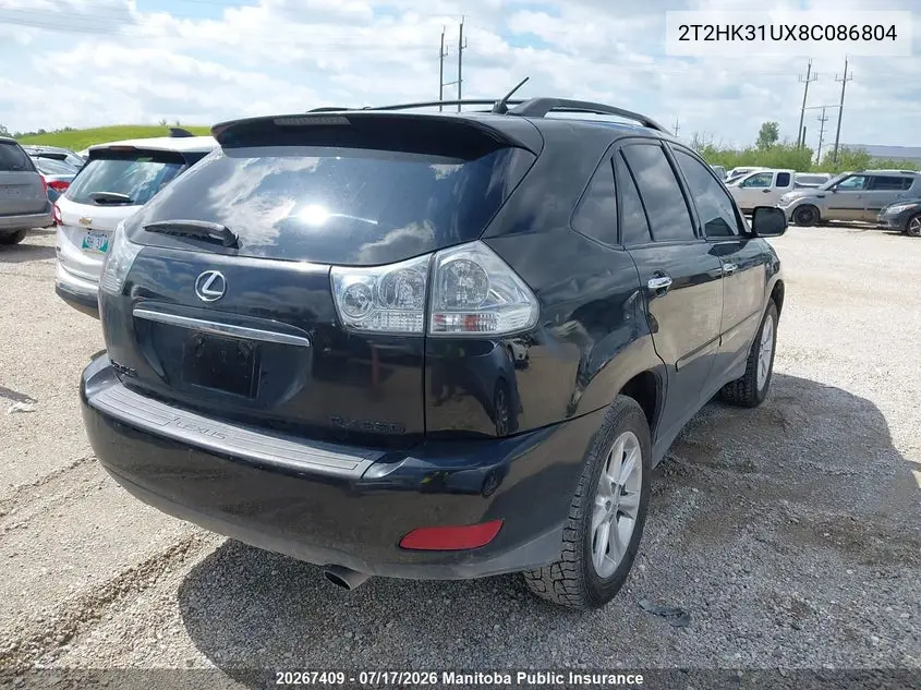 2008 Lexus Rx350 VIN: 2T2HK31UX8C086804 Lot: 20267409