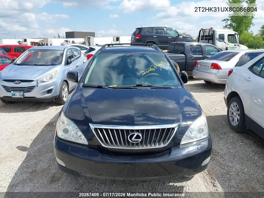 2008 Lexus Rx350 VIN: 2T2HK31UX8C086804 Lot: 20267409