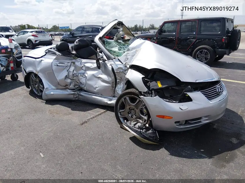 2008 Lexus Sc 430 VIN: JTHFN45YX89019274 Lot: 45258081