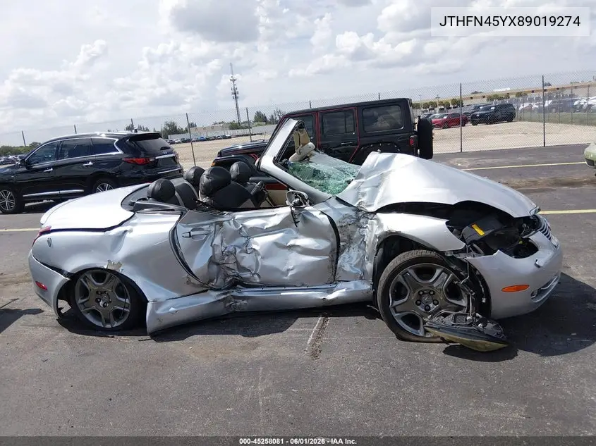 2008 Lexus Sc 430 VIN: JTHFN45YX89019274 Lot: 45258081