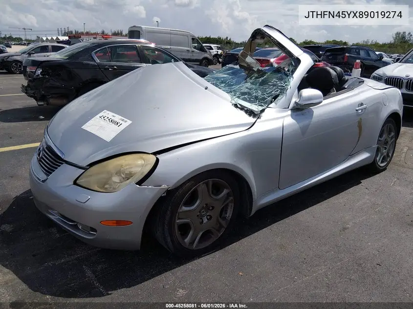 2008 Lexus Sc 430 VIN: JTHFN45YX89019274 Lot: 45258081