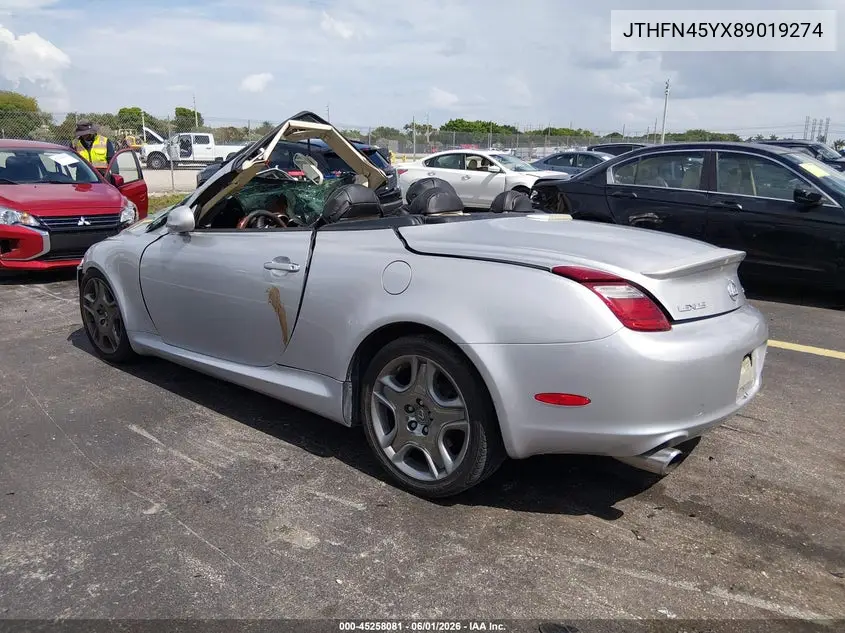 2008 Lexus Sc 430 VIN: JTHFN45YX89019274 Lot: 45258081