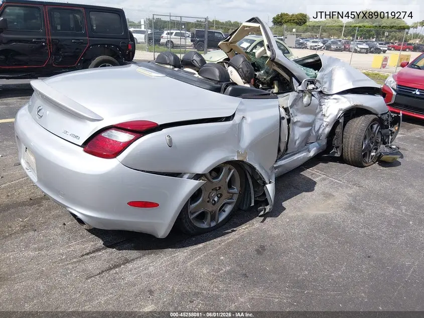 2008 Lexus Sc 430 VIN: JTHFN45YX89019274 Lot: 45258081