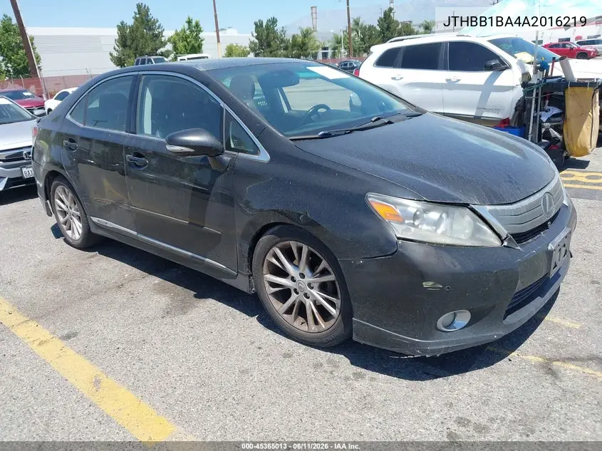 2010 Lexus Hs 250H Premium VIN: JTHBB1BA4A2016219 Lot: 45365013