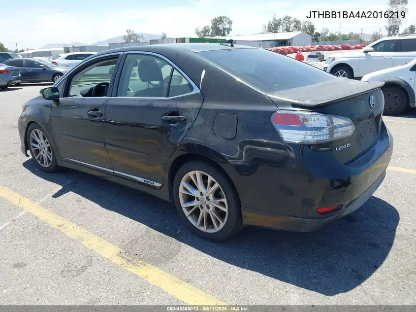 2010 Lexus Hs 250H Premium VIN: JTHBB1BA4A2016219 Lot: 45365013