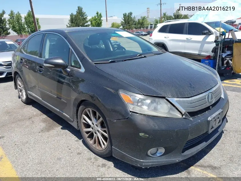 2010 Lexus Hs 250H Premium VIN: JTHBB1BA4A2016219 Lot: 45365013