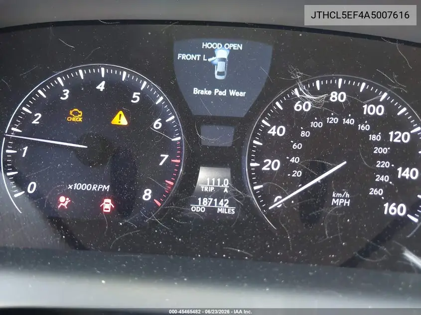 2010 Lexus Ls 460 VIN: JTHCL5EF4A5007616 Lot: 45465482