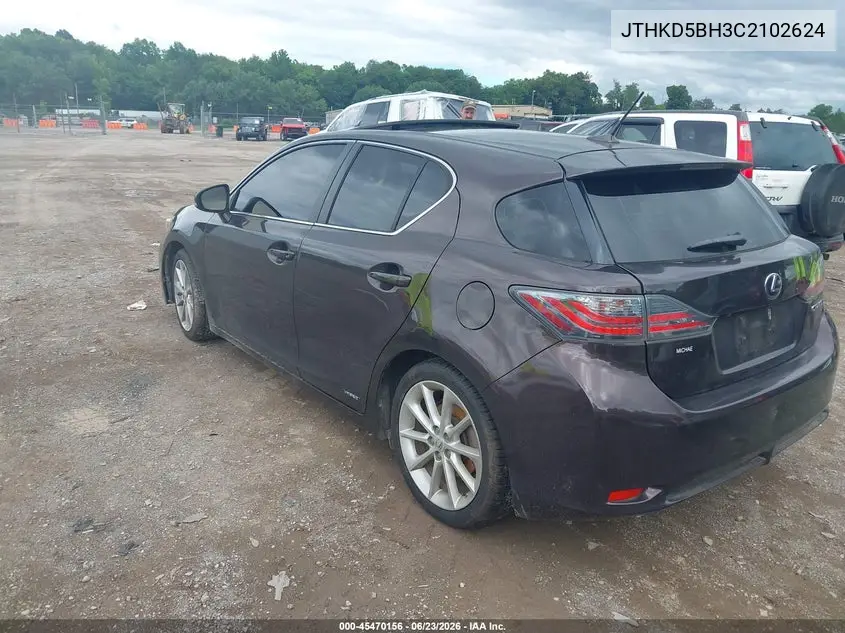 2012 Lexus Ct 200H Premium VIN: JTHKD5BH3C2102624 Lot: 45470156