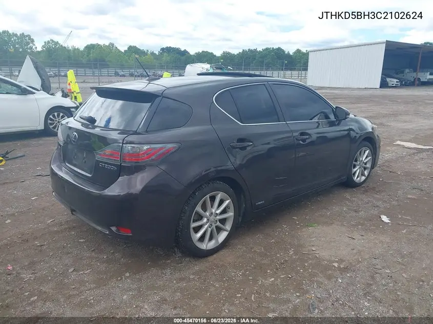 2012 Lexus Ct 200H Premium VIN: JTHKD5BH3C2102624 Lot: 45470156