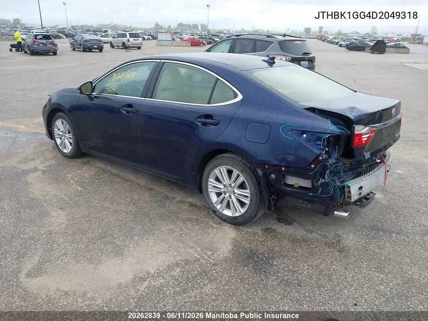 2013 Lexus Es 350 350 VIN: JTHBK1GG4D2049318 Lot: 20262839