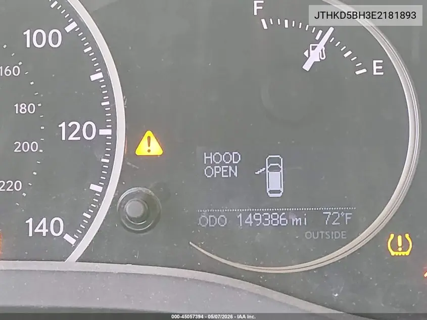 2014 Lexus Ct 200H VIN: JTHKD5BH3E2181893 Lot: 45057394
