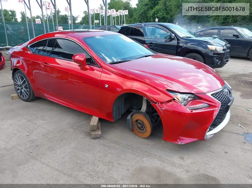 2015 Lexus Rc 350 VIN: JTHSE5BC8F5001678 Lot: 45409102