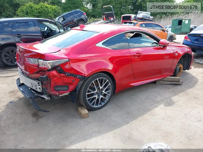 2015 Lexus Rc 350 VIN: JTHSE5BC8F5001678 Lot: 45409102