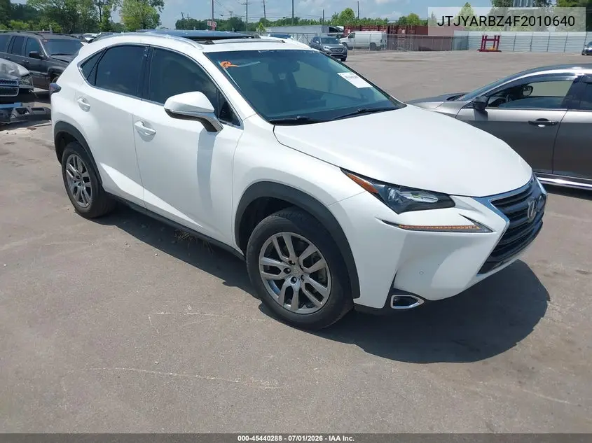 2015 Lexus Nx 200T VIN: JTJYARBZ4F2010640 Lot: 45440288