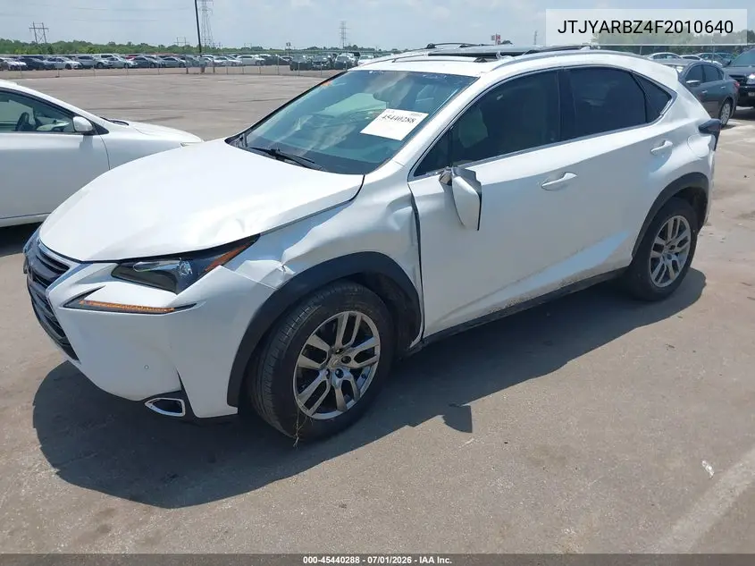 2015 Lexus Nx 200T VIN: JTJYARBZ4F2010640 Lot: 45440288