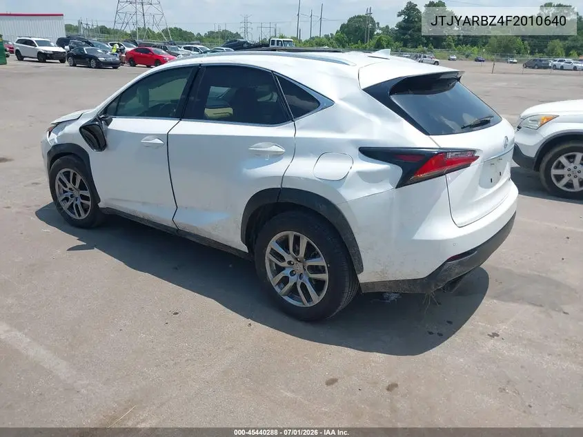 2015 Lexus Nx 200T VIN: JTJYARBZ4F2010640 Lot: 45440288