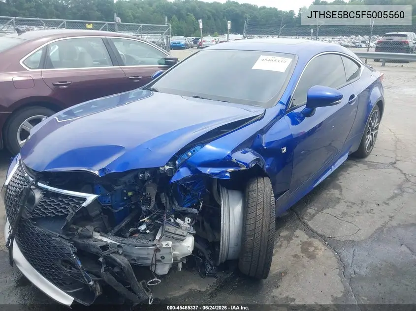 2015 Lexus Rc 350 VIN: JTHSE5BC5F5005560 Lot: 45465337