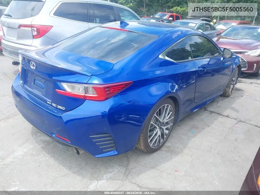 2015 Lexus Rc 350 VIN: JTHSE5BC5F5005560 Lot: 45465337