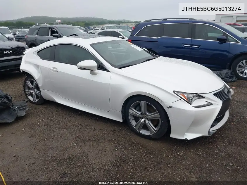 2016 Lexus Rc 350 VIN: JTHHE5BC6G5013274 Lot: 45175969