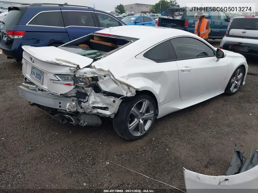 2016 Lexus Rc 350 VIN: JTHHE5BC6G5013274 Lot: 45175969