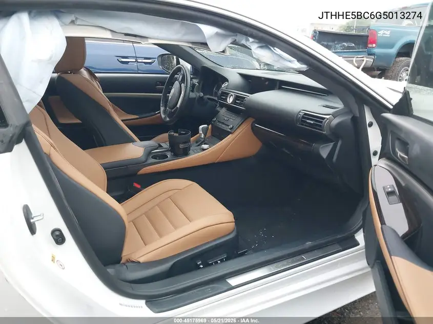2016 Lexus Rc 350 VIN: JTHHE5BC6G5013274 Lot: 45175969