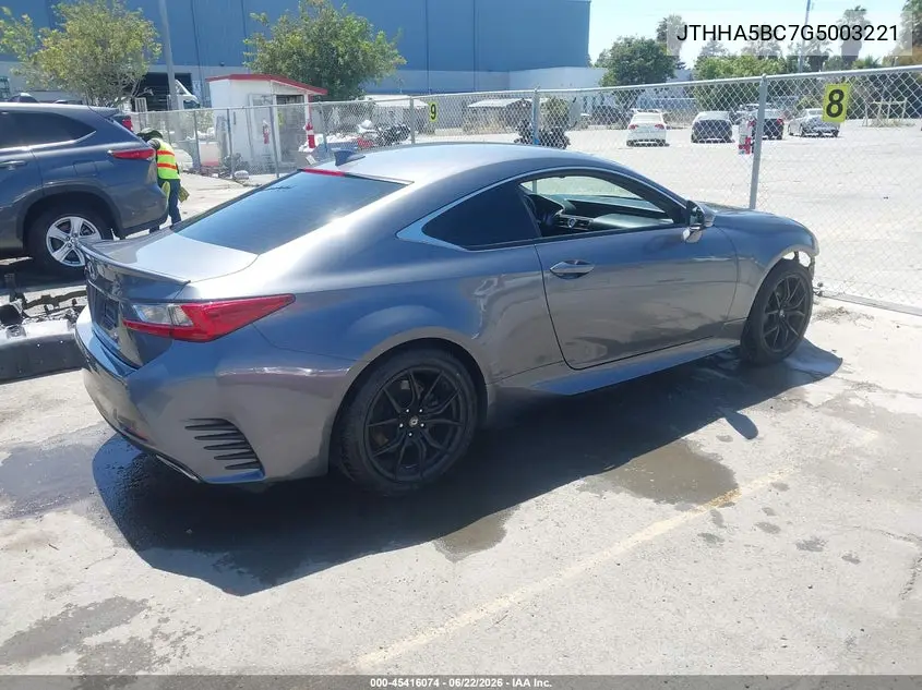 2016 Lexus Rc 200T VIN: JTHHA5BC7G5003221 Lot: 45416074