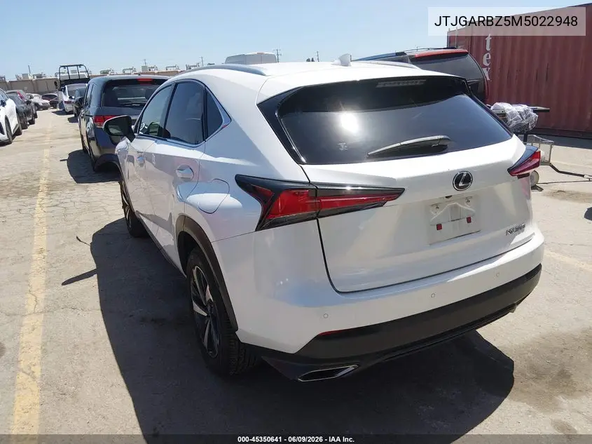 2021 Lexus Nx 300 VIN: JTJGARBZ5M5022948 Lot: 45350641