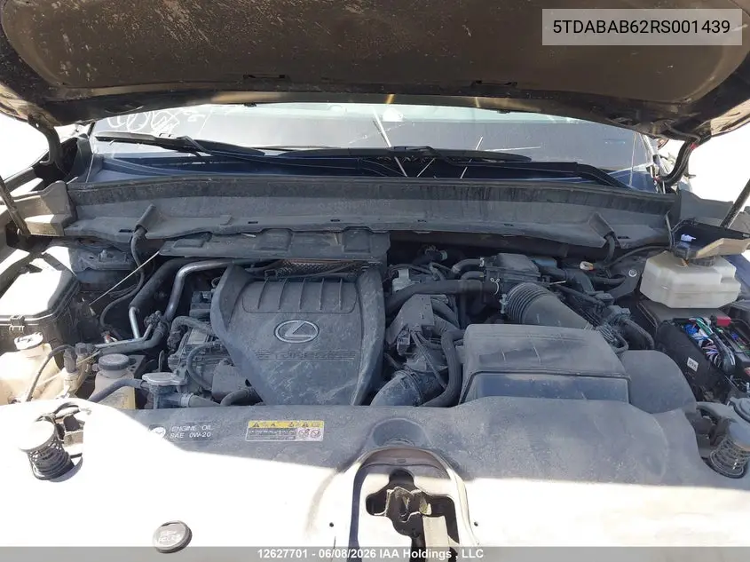 2024 Lexus Tx 500H VIN: 5TDABAB62RS001439 Lot: 12627701