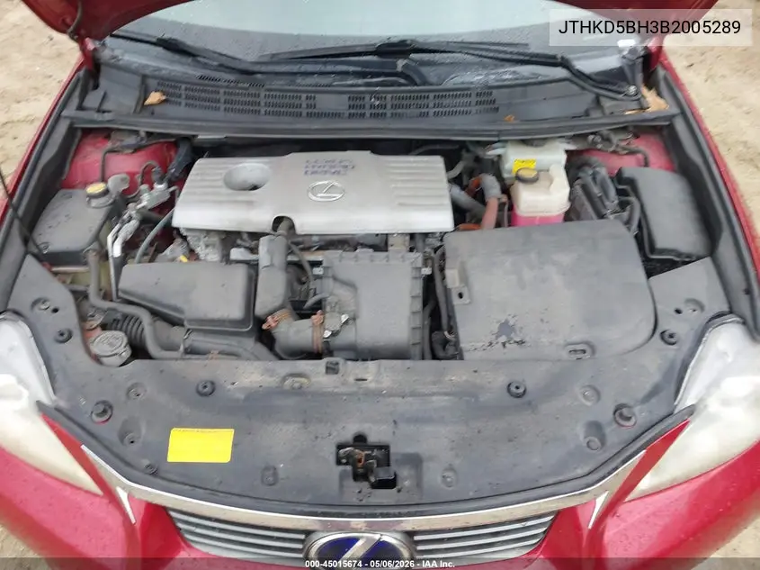 2011 Lexus Ct 200H Premium VIN: JTHKD5BH3B2005289 Lot: 45015674