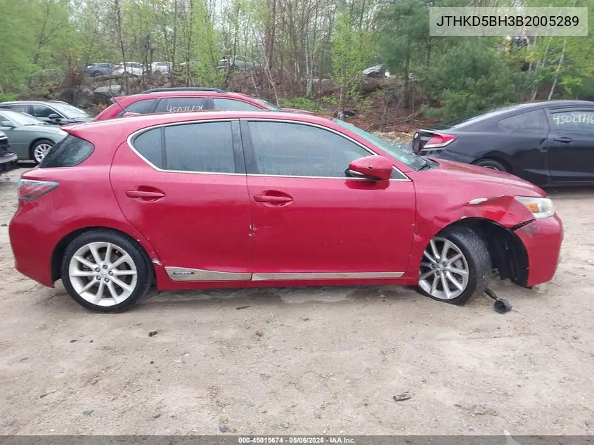 2011 Lexus Ct 200H Premium VIN: JTHKD5BH3B2005289 Lot: 45015674