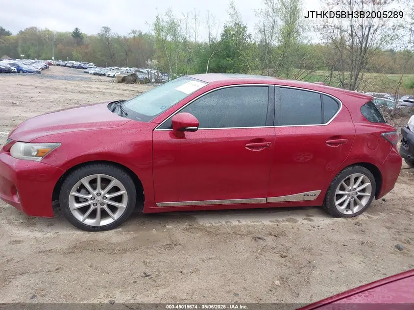 2011 Lexus Ct 200H Premium VIN: JTHKD5BH3B2005289 Lot: 45015674