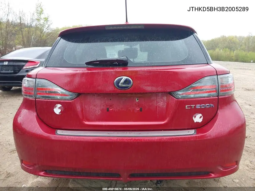 2011 Lexus Ct 200H Premium VIN: JTHKD5BH3B2005289 Lot: 45015674