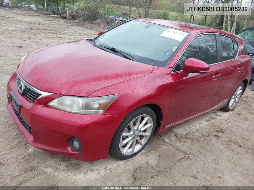 2011 Lexus Ct 200H Premium VIN: JTHKD5BH3B2005289 Lot: 45015674
