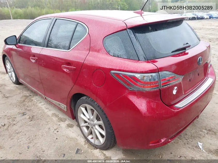 2011 Lexus Ct 200H Premium VIN: JTHKD5BH3B2005289 Lot: 45015674