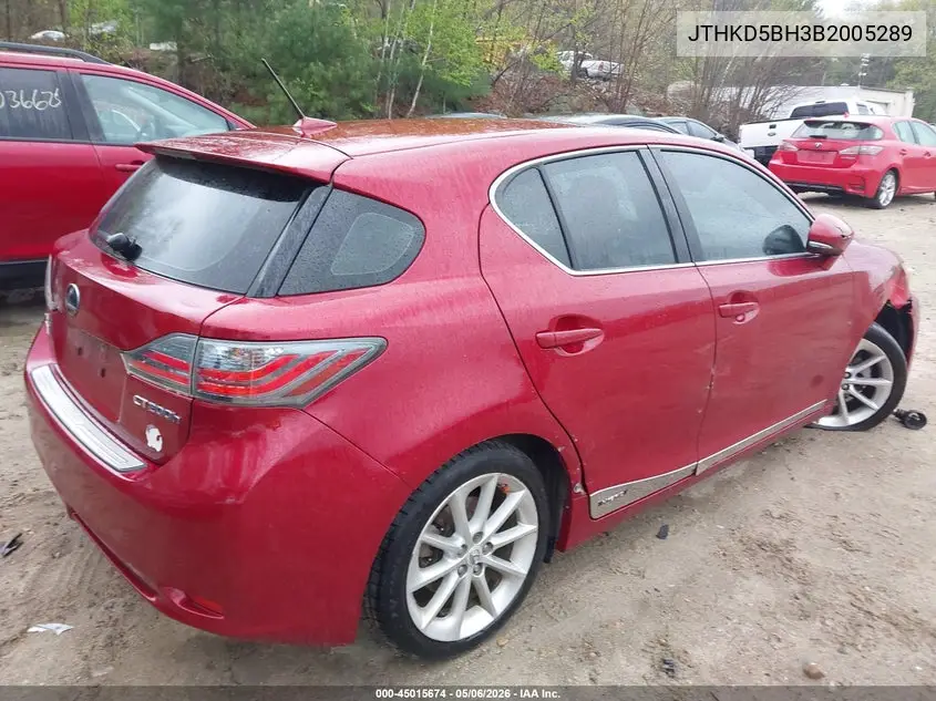 2011 Lexus Ct 200H Premium VIN: JTHKD5BH3B2005289 Lot: 45015674